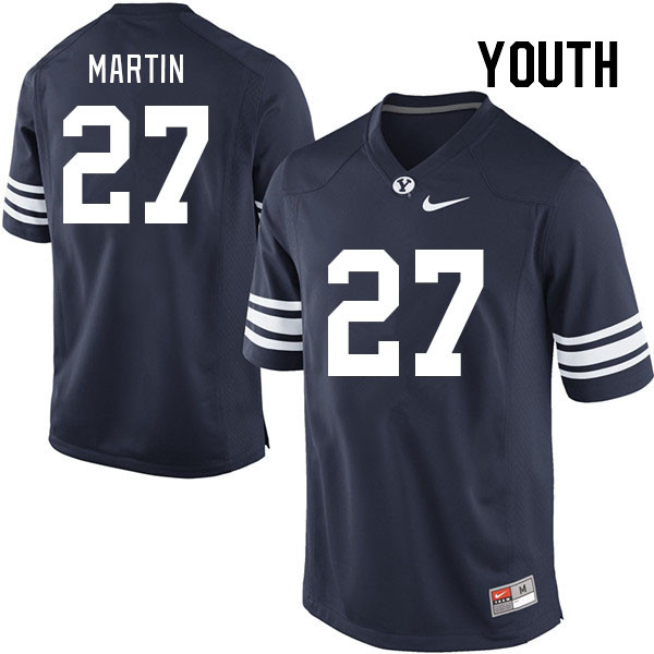 Youth #27 LJ Martin BYU Cougars College Football Jerseys Stitched Sale-Navy